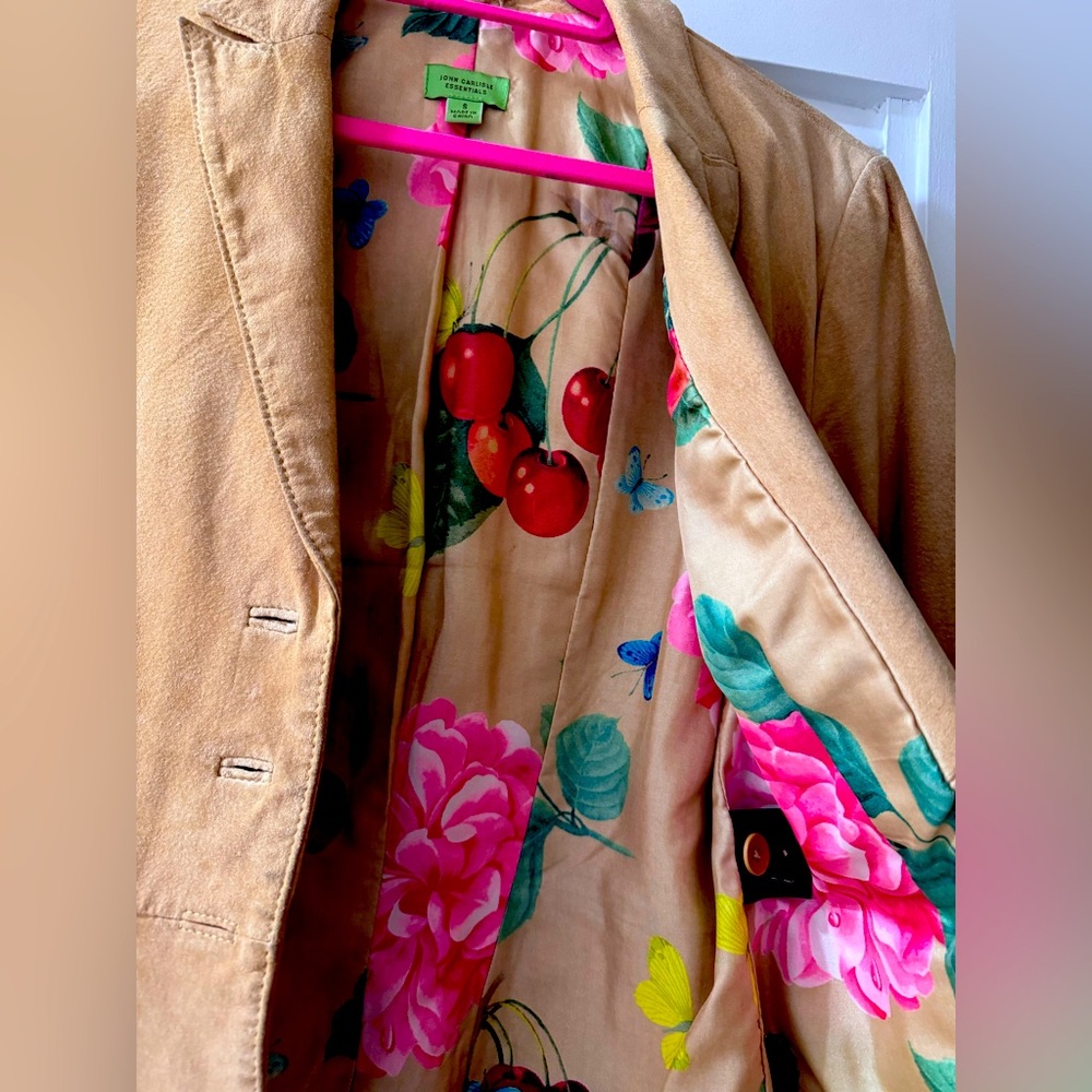 John Carlisle real suede leather / lined jacket with pockets. S